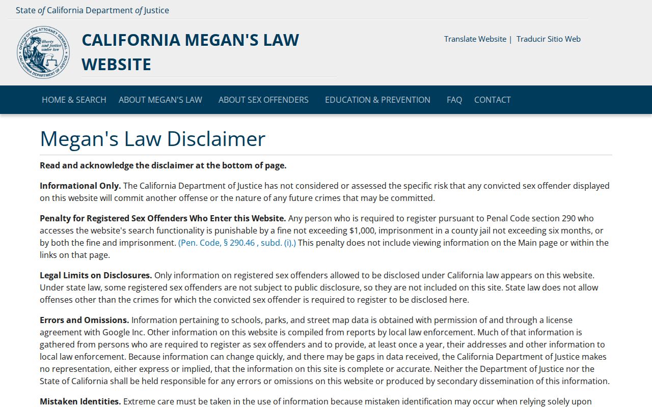 Arcadia people search California Megan's Law registry lookup