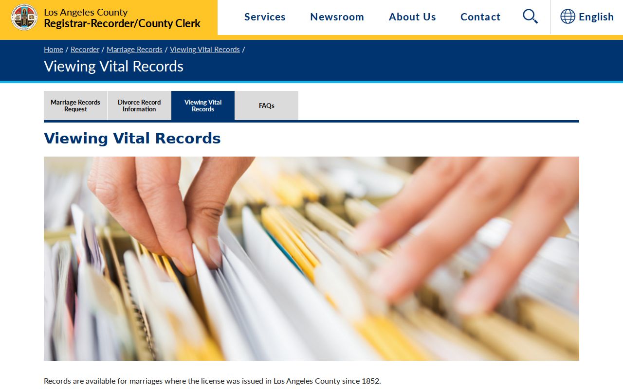 Arcadia public records LA County marriage index viewing