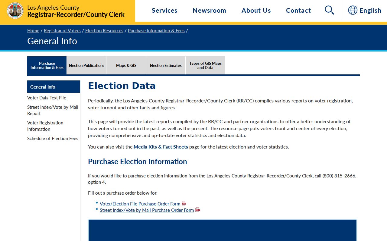 Arcadia voter registration records LA County election information purchase